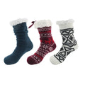 Extra Thick Fuzzy Thermal Fleece-lined Knitted Non-Skid Crew Socks - 3 Pair