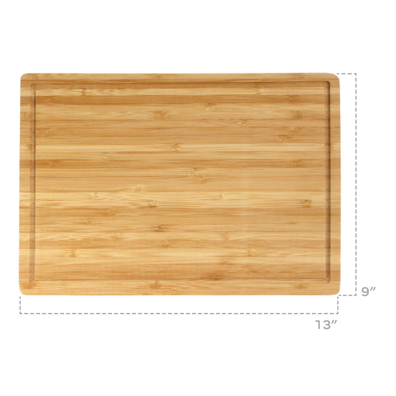 Thin Bamboo Cutting Board Grooved/Flat 13" x 9" x 0.4"
