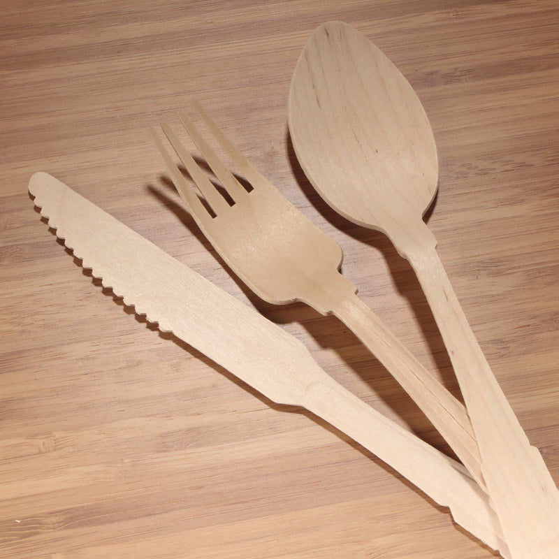 close up of pine cutlery