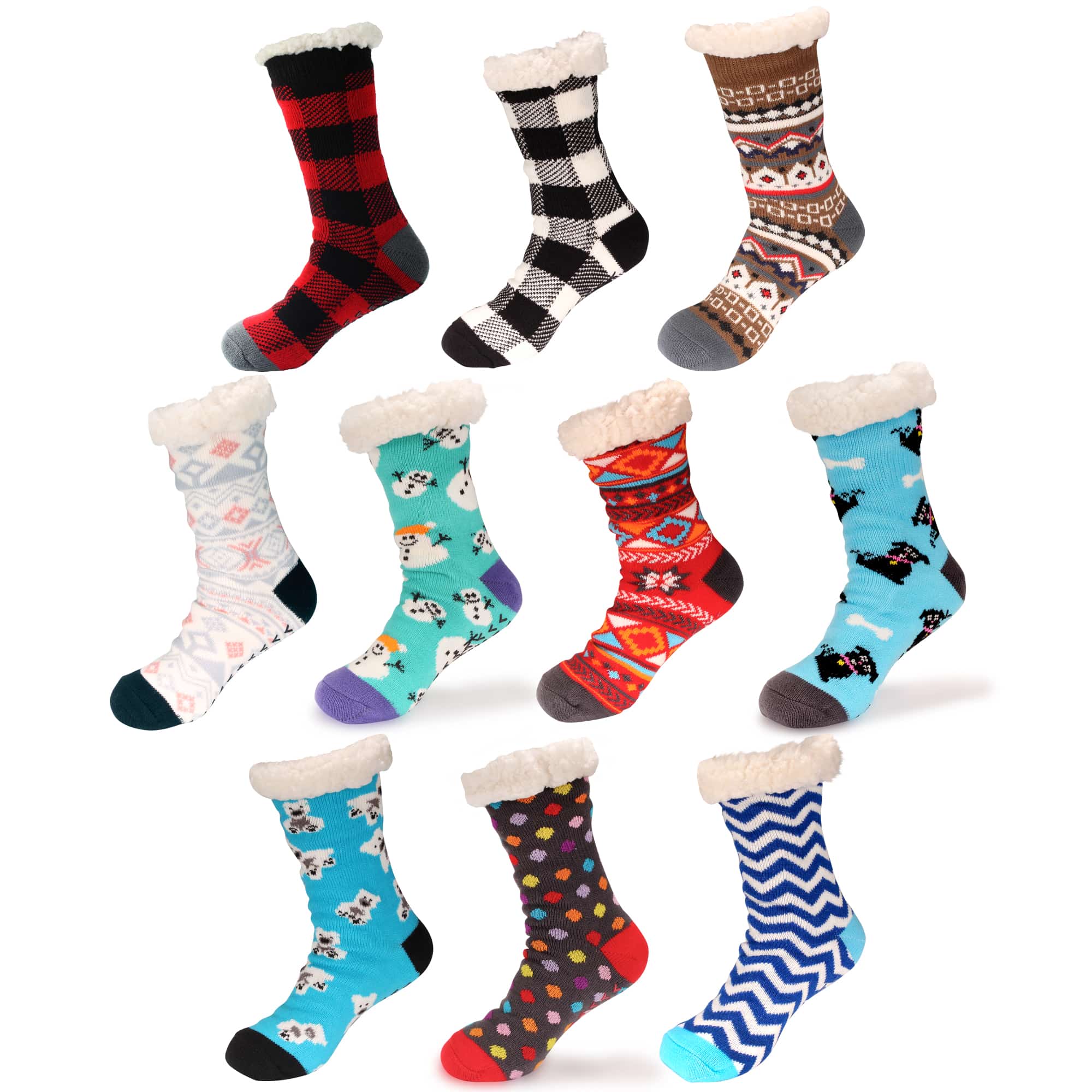 Women's Classic Winter Fleeced Thermal Cabin Crew Socks pulled up