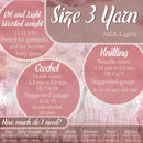 size 3 yarn info chart