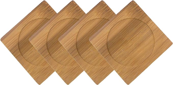 Heavy Duty 100% Eco-Friendly Natural Bamboo Coaster - 4" x 4" - Square