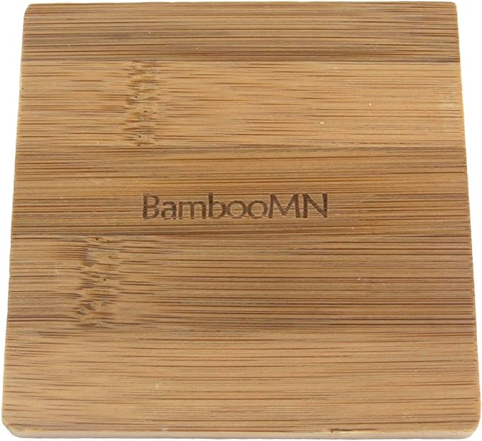 Heavy Duty 100% Eco-Friendly Natural Bamboo Coaster - 4" x 4" - Square