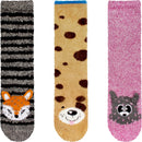 Fuzzy Cozy Microfiber Animal Socks Assortments - 3 Pairs