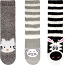 Fuzzy Cozy Microfiber Animal Socks Assortments - 3 Pairs