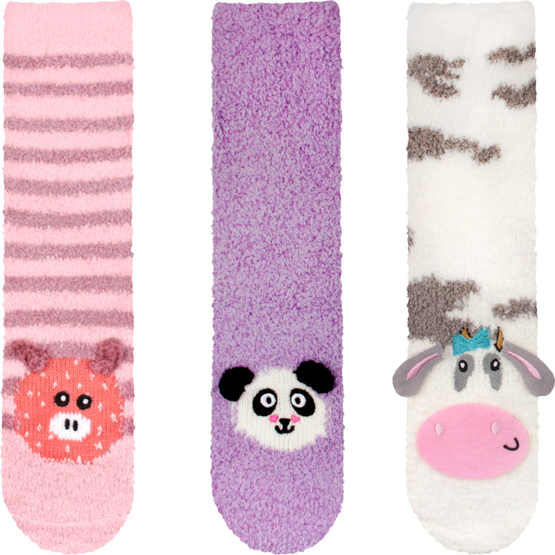 Fuzzy Cozy Microfiber Animal Socks Assortment 1 - 3 Pairs