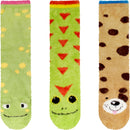 Fuzzy Cozy Microfiber Animal Socks Assortments - 3 Pairs