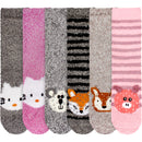 Fuzzy Animal Socks - 6 Pairs Assortments