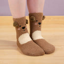 Animal Non-Slip Fuzzy Crew  Socks