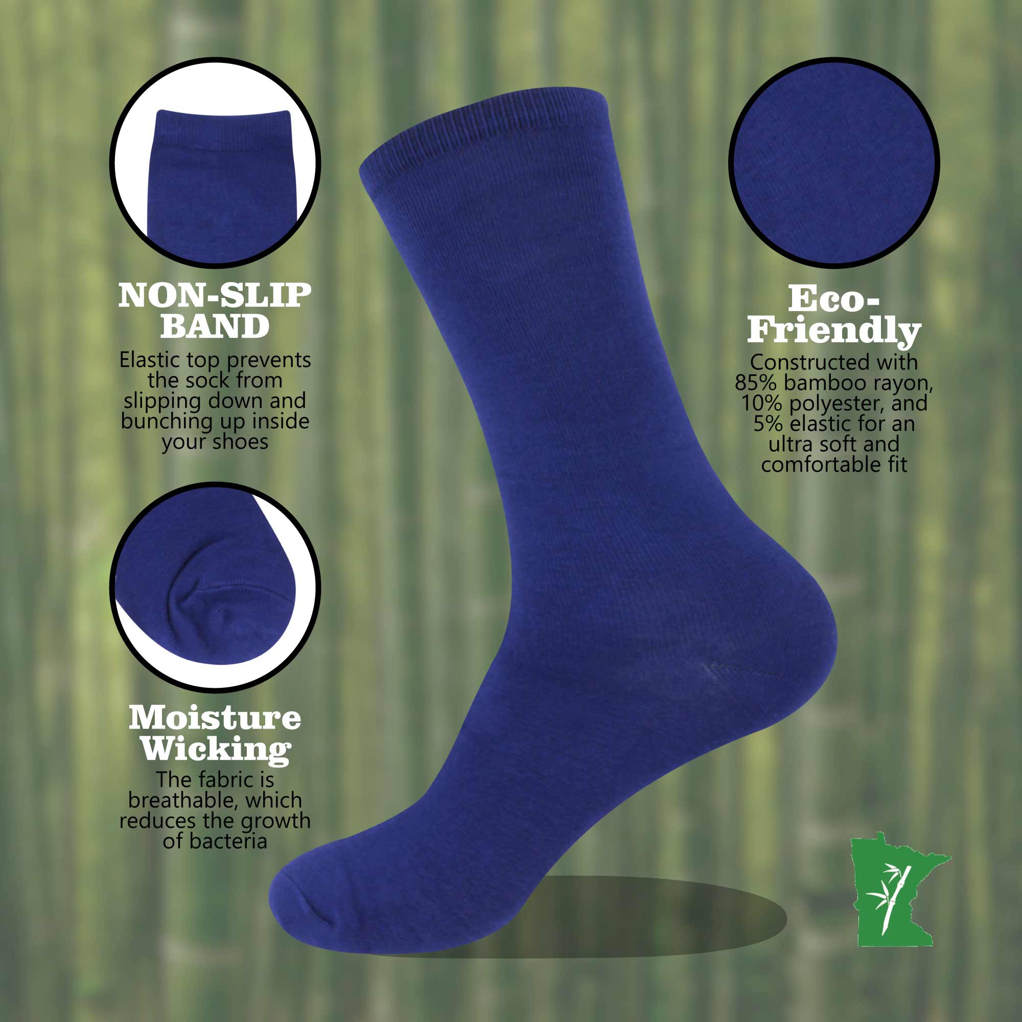 Men's Bamboo Mid-Calf Socks: 4 Pairs