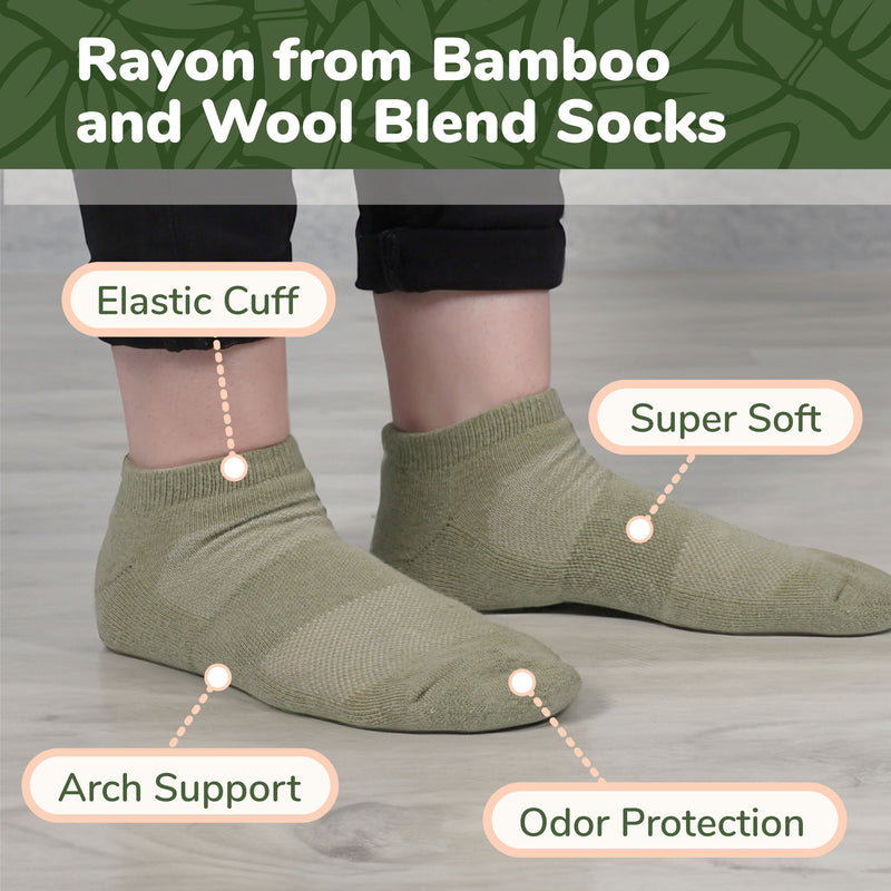 Unisex Rayon from Bamboo Wool Blend Athletic Ankle Socks