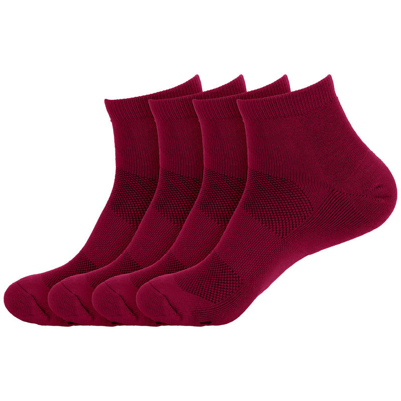 Cushioned Quarter Length Socks Made of Rayon from Bamboo to Wick Away Moisture - 4 Pairs - Unisex Sizing