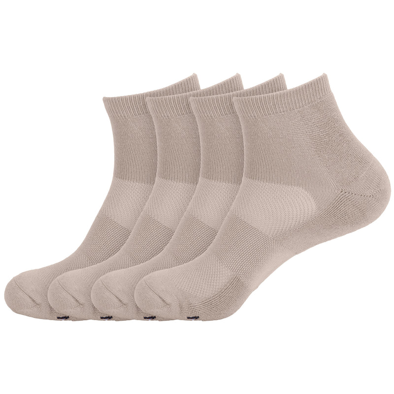 Cushioned Quarter Length Socks Made of Rayon from Bamboo to Wick Away Moisture - 4 Pairs - Unisex Sizing