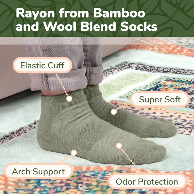 Unisex Rayon from Bamboo Wool Blend Athletic Quarter Socks