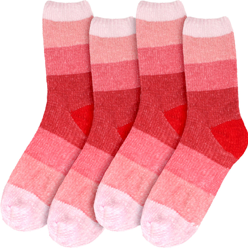 Women's Soft Chenille Furry Fuzzy Color Block Crew Home Socks