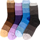 Women's Soft Chenille Furry Fuzzy Color Block Crew Home Socks