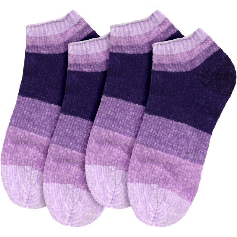 Women's Soft Chenille Furry Fuzzy Color Block Ankle Home Socks