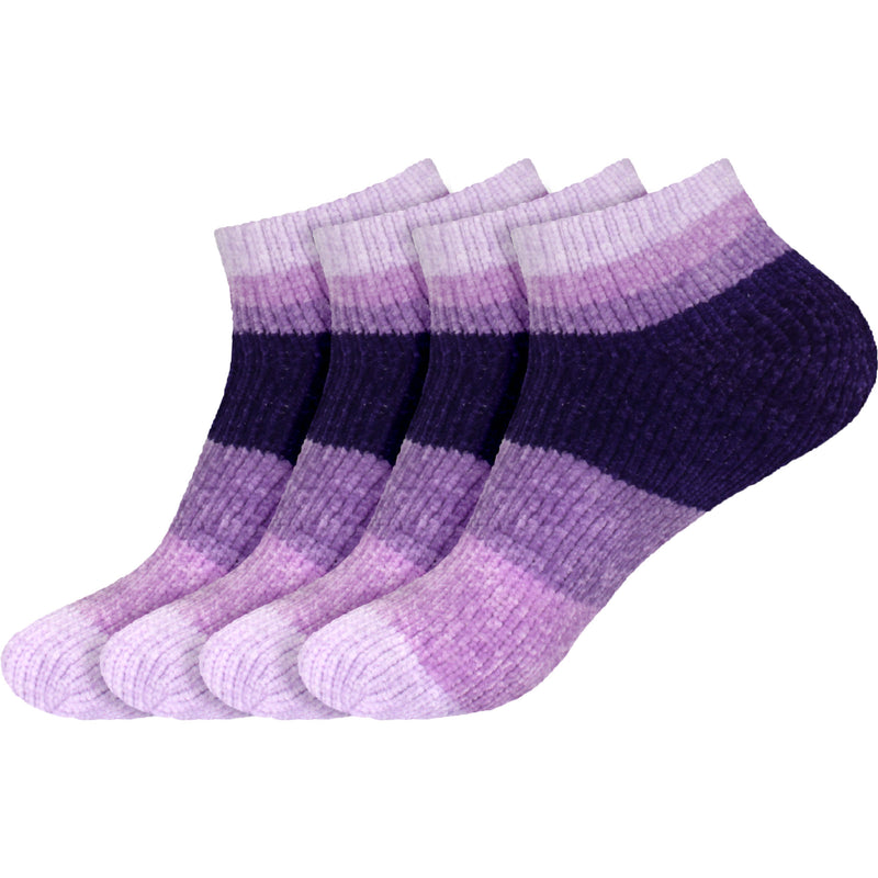 Women's Soft Chenille Furry Fuzzy Color Block Ankle Home Socks