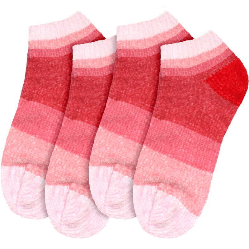 Women's Soft Chenille Furry Fuzzy Color Block Ankle Home Socks