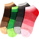 Women's Soft Chenille Furry Fuzzy Color Block Ankle Home Socks