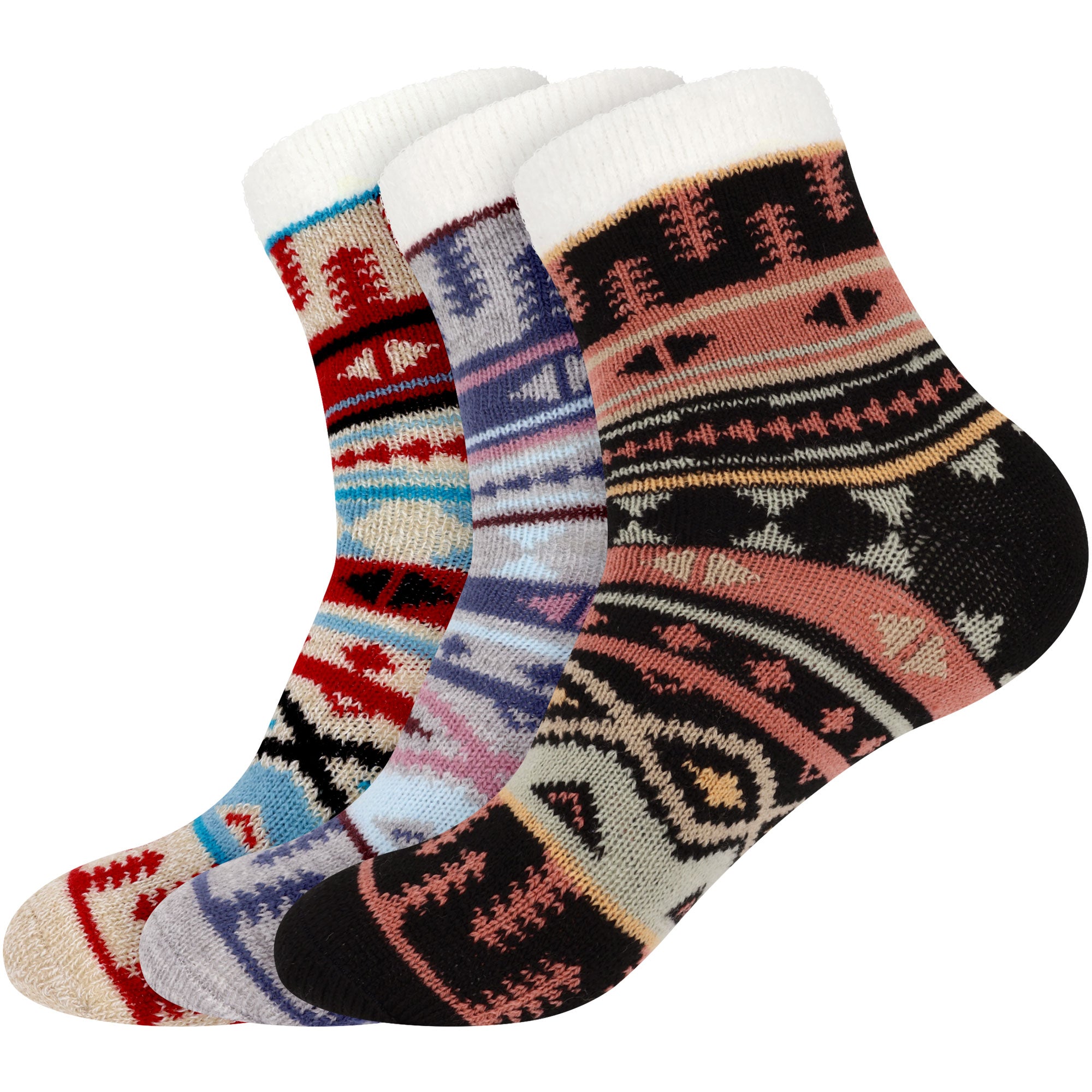 Women's Funky Double Layer Cabin Socks: 3 Pairs