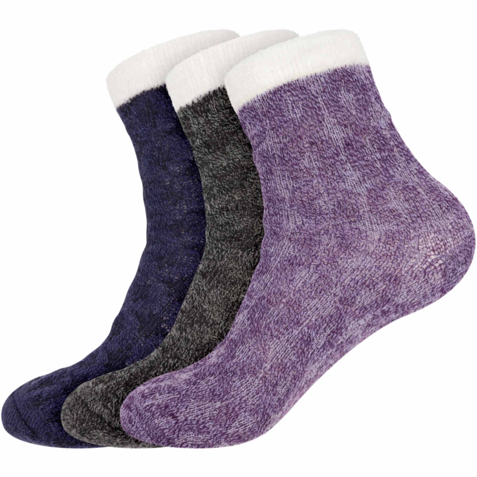Women's Funky Double Layer Cabin Socks: 3 Pairs