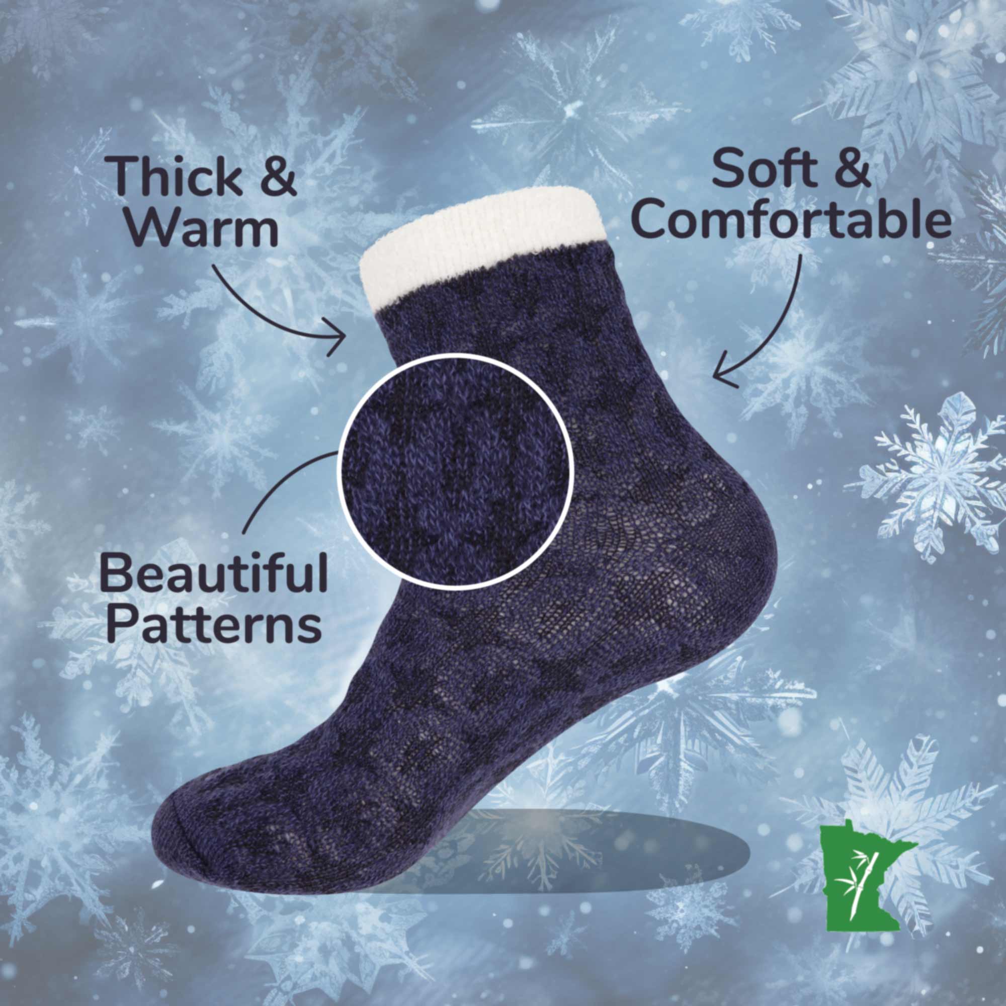 Women's Funky Double Layer Cabin Socks: 3 Pairs