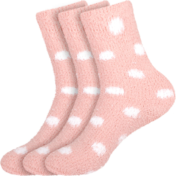 bamboomn Women's Fuzzy Polka Dots Socks - 3 Pair