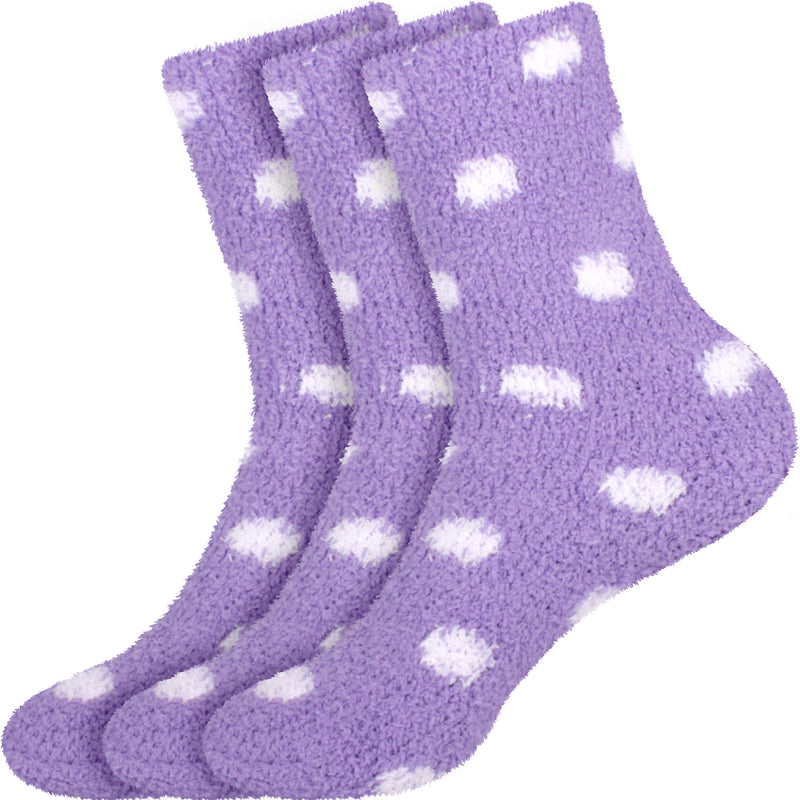 Women's Fuzzy Polka Dots Socks - 3 Pair