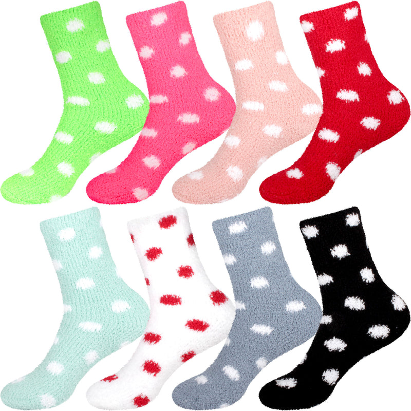 Women's Fuzzy Polka Dots Socks - 8 Pair