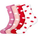 Women's Fuzzy Polka Dots Socks: 4 Pairs