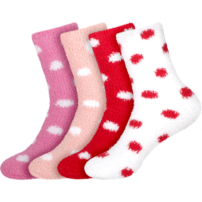 Women's Fuzzy Polka Dots Socks - 4 Pair