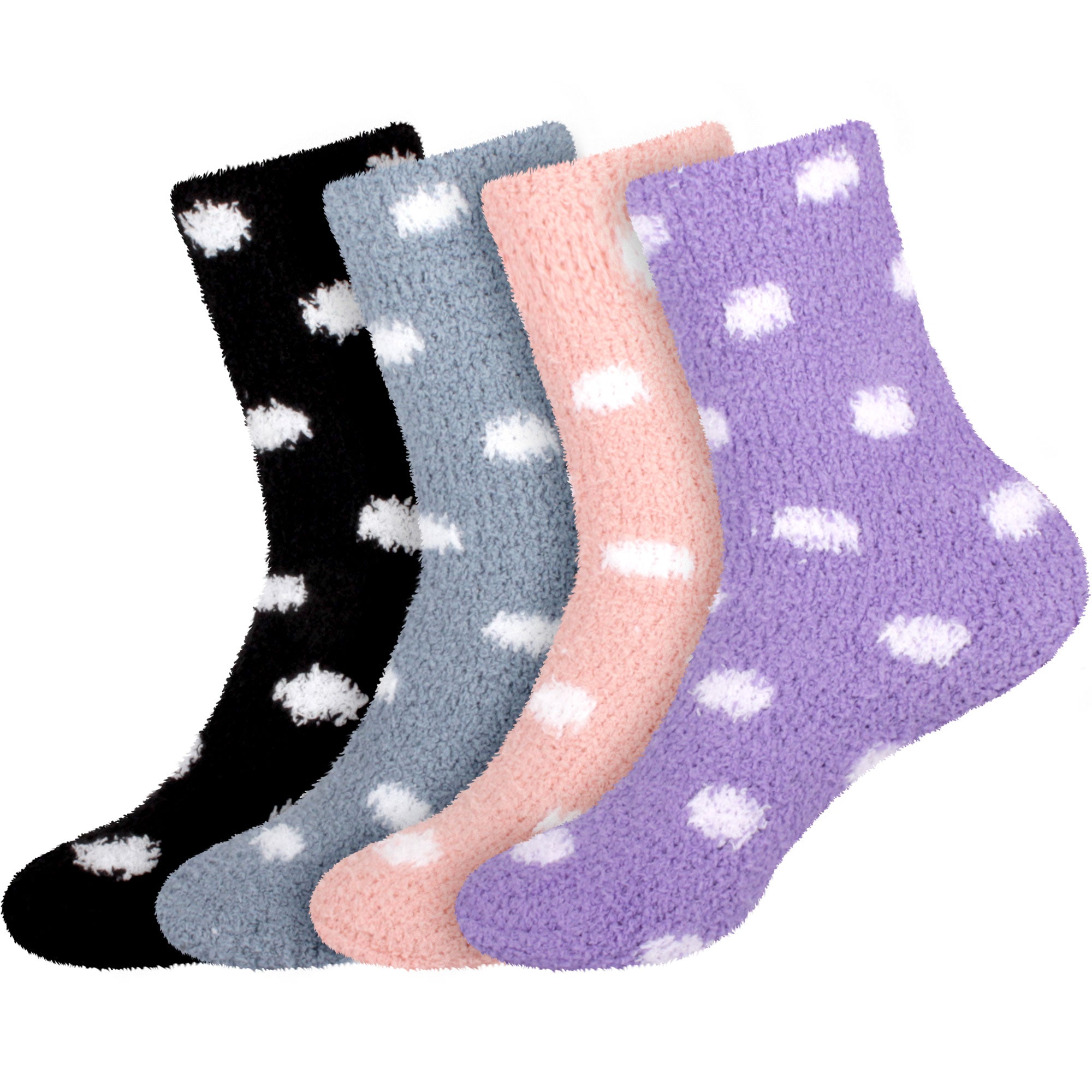 Women's Fuzzy Polka Dots Socks: 4 Pairs