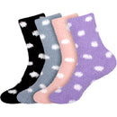 Women's Fuzzy Polka Dots Socks: 4 Pairs