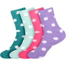 Women's Fuzzy Polka Dots Socks: 4 Pairs