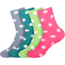Women's Fuzzy Polka Dots Socks: 4 Pairs
