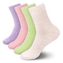 assortment of pastel colored socks in lavender purple, pink, green, and off white