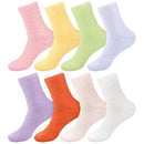 8 pairs of pastel colored fuzzy socks