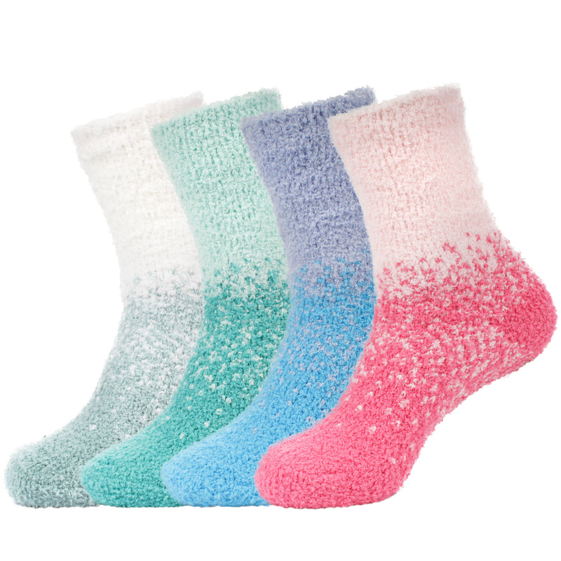 Women's Fuzzy Gradient Home Socks - 4 Pair