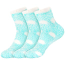 light blue fuzzy polka dot socks