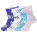 Women's M/L/XL Super Soft Warm Cozy Fuzzy Snowflake Home Socks - 4 Pair