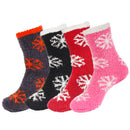 Women's M/L/XL Super Soft Warm Cozy Fuzzy Snowflake Home Socks - 4 Pair