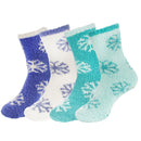 Women's M/L/XL Super Soft Warm Cozy Fuzzy Snowflake Home Socks - 4 Pair