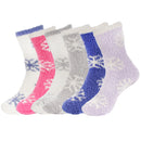 Women's M/L/XL Super Soft Warm Cozy Fuzzy Snowflake Home Socks - 6 Pair
