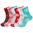 Women's M/L/XL Super Soft Warm Cozy Fuzzy Snowflake Home Socks - 6 Pair
