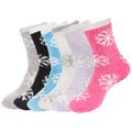 Women's M/L/XL Super Soft Warm Cozy Fuzzy Snowflake Home Socks - 6 Pair