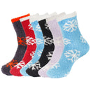 Women's M/L/XL Super Soft Warm Cozy Fuzzy Snowflake Home Socks - 6 Pair