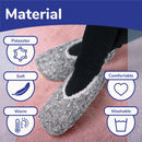 grey cozy womens slippers material infographic polyester soft and warm