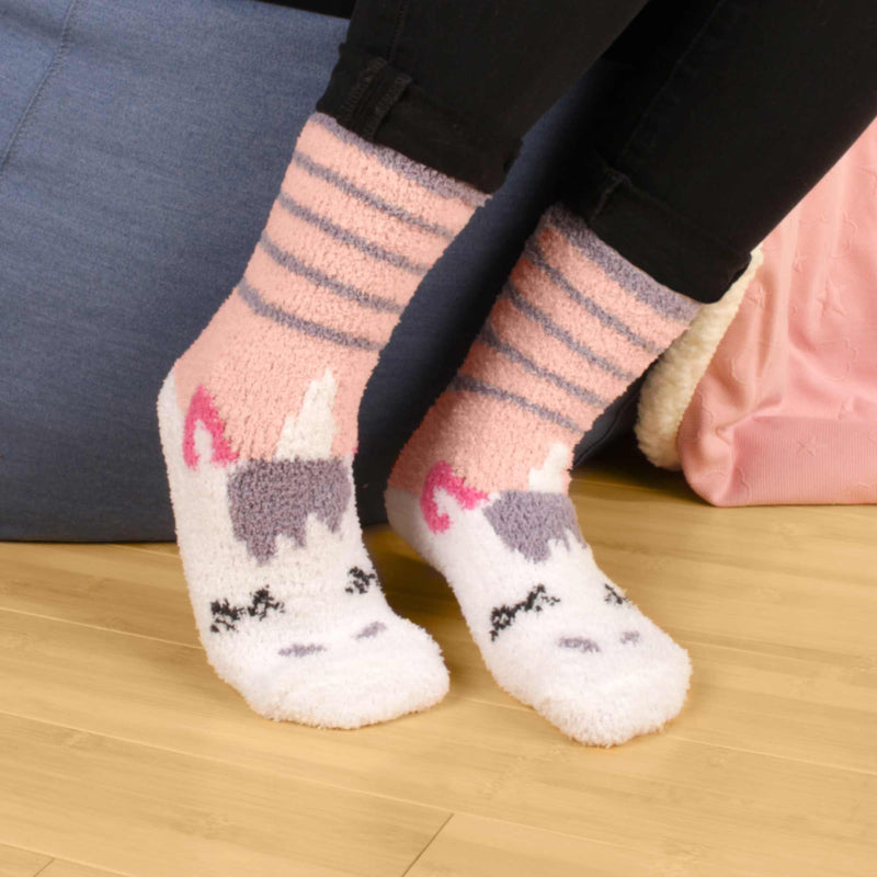 Women's Soft Warm Fuzzy Furry Cozy Unicorn Series Crew Socks, Singles