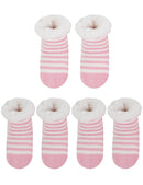 fuzzy thermal baby sock 3 pack pink stripe